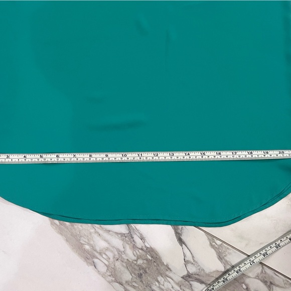 LOFT M Emerald green drapey lightweight blouse top back Vneck strap Spring - Picture 9 of 15